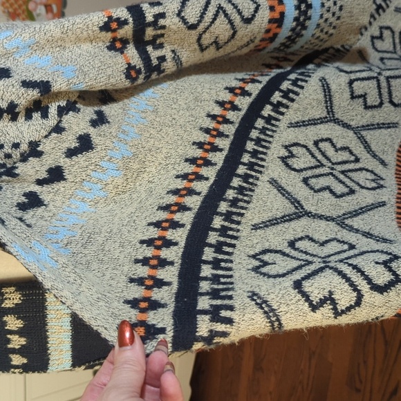 TCEC Multicolor Geometric Sweater Southwestern Cascade Cardigan Sz L - Picture 5 of 9